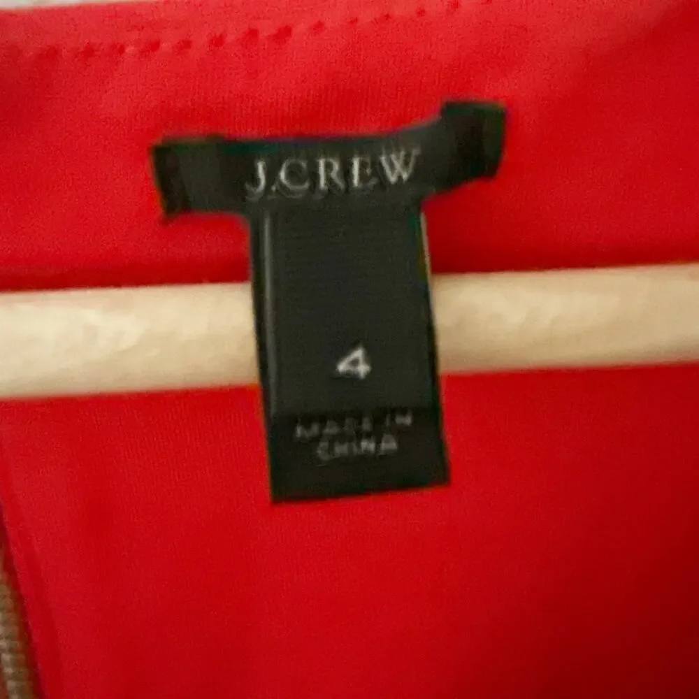 J. CREW | Red Stretch Pleated A-line Dress Exposed Back Ponte Zipper Pockets | 4